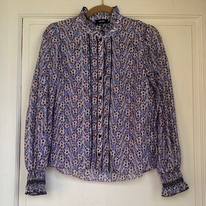 New Without Tag Lavender Floral Pintuck Neck Blouse By Me+Em